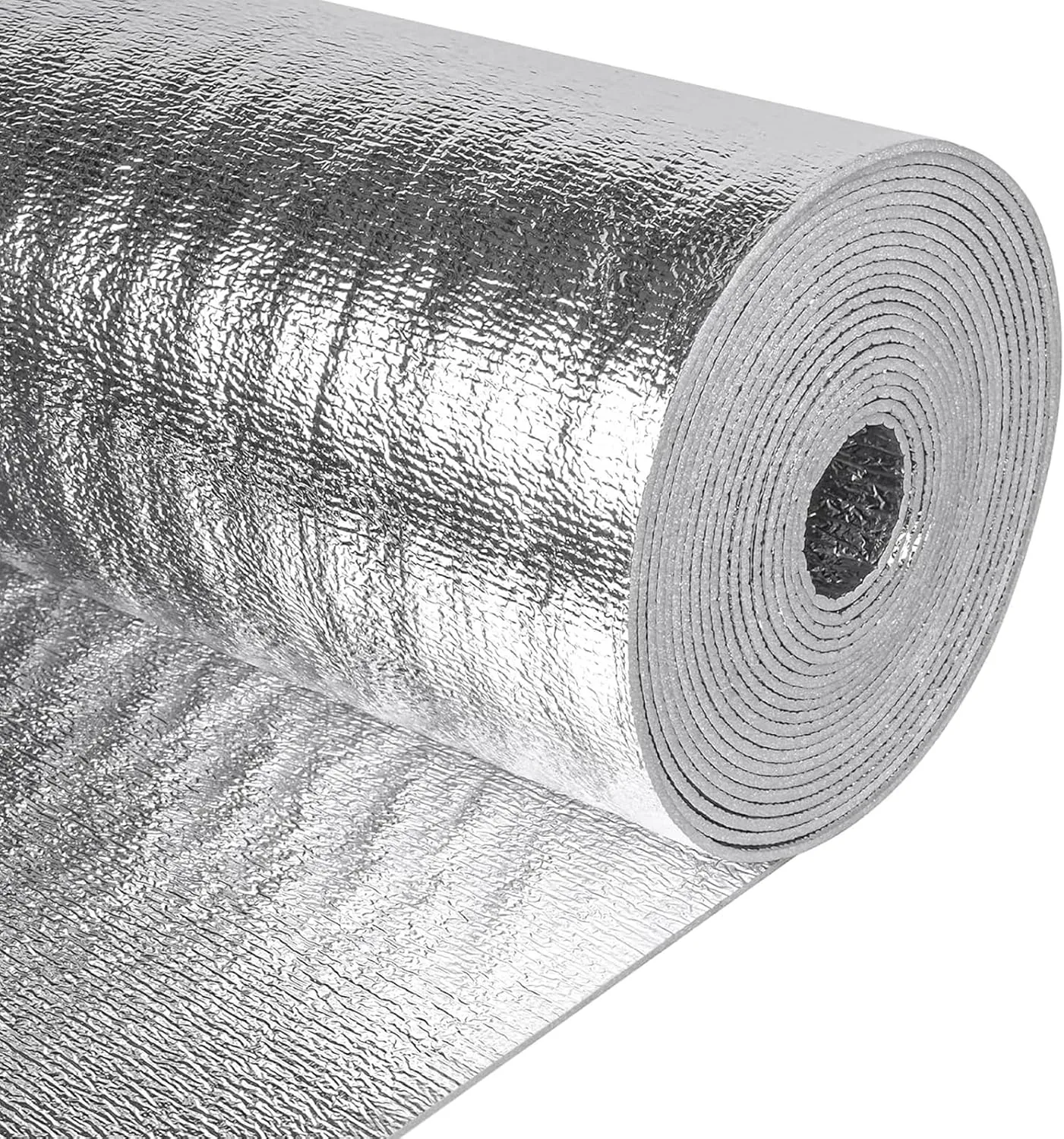 3 MM Reflective 16" X 25' Double-Sided Aluminium Insulation Foam Blanket Barrier, Thermal Shield Pearl Cotton Velcro, for RV Window Garage Door Summer Heat