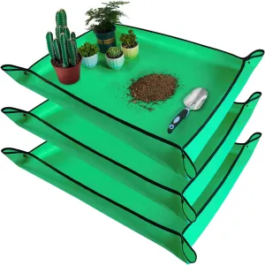 3 PCS 39.5"x 31.5" Large Repotting Mat for Indoor Plant Transplanting and Mess Control Thickened Waterproof Potting Mat Foldable Potting Tray Gardening Mat