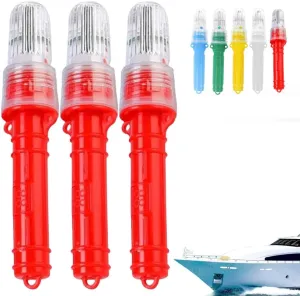 3 PCS Boat Flares for Boating, 2025 Upgrade Boat Flares Coast Guard Approved Marine, Waterproof Emergency Signals for Fishing Nets, Boats Strobe Safety Lights Kit Navigation Lights (Red, 3 PCS)