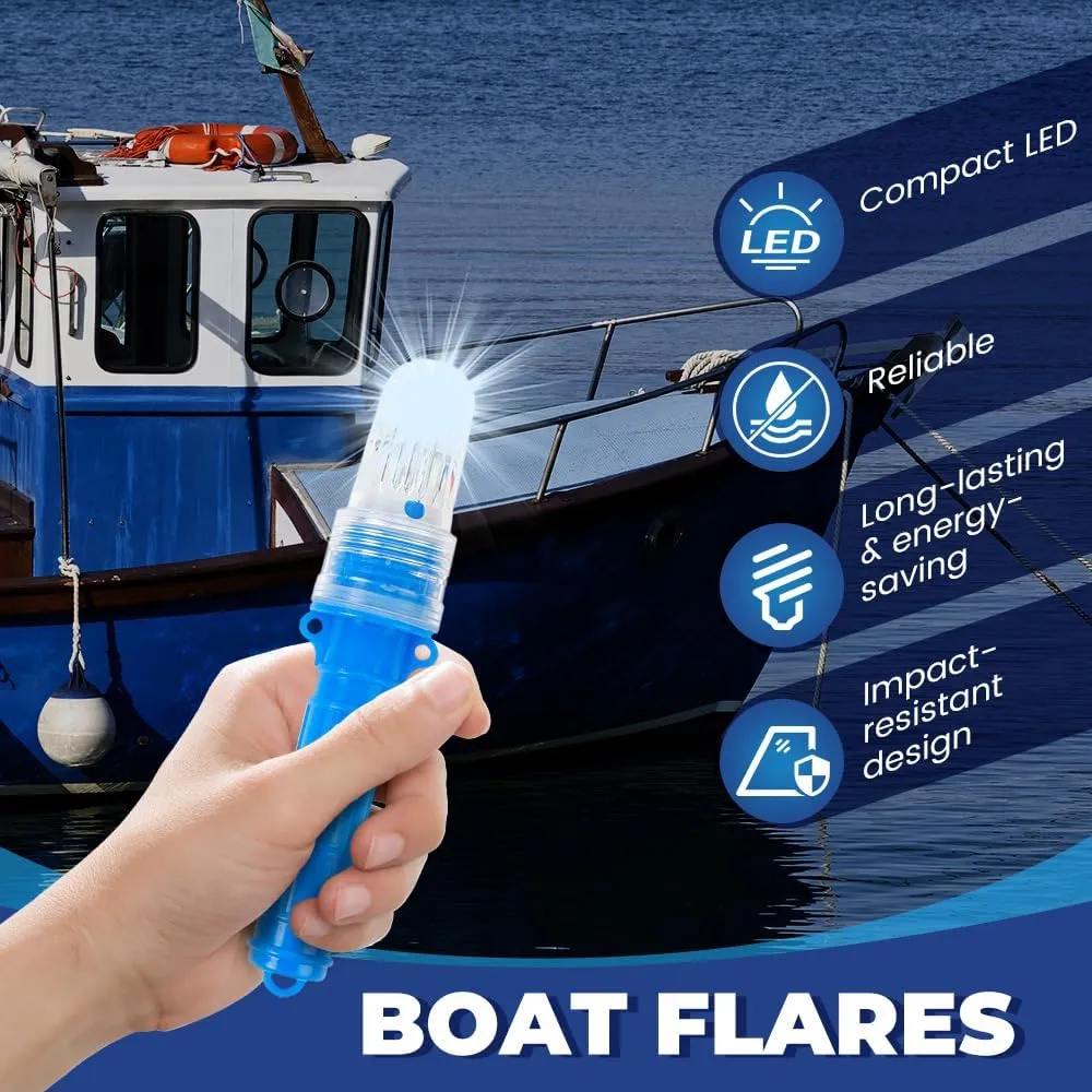 3 PCS Boat Flares for Boating, 2025 Upgrade Boat Flares Coast Guard Approved Marine, Waterproof Emergency Signals for Fishing Nets, Boats Strobe Safety Lights Kit Navigation Lights (Red, 3 PCS)