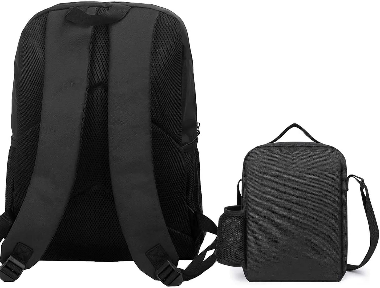 3 Pieces Mens Backpack with Reusable Insulated Lunch Bag Pencil Case Cool Flaming Lion Fire Art 17 Inch Travel College Daypack Stationery Pouch