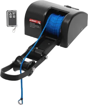 35 LBS Electric Boat Anchor Winch Kit, Marine Anchor Windlass System, 12V Electric Anchor Winch Remote Control & 100-feet Pre-Wound Anchor Ropefor for 24ft Fishing Boat Pontoon Boat