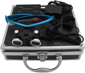 3.5X Loupe Lab Medical Loupe Magnifier Binocular Headlight Dentists Headlamp 3W (Blue)