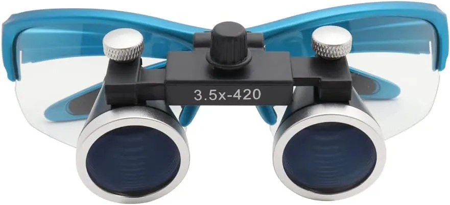 3.5X Loupe Lab Medical Loupe Magnifier Binocular Headlight Dentists Headlamp 3W (Blue)