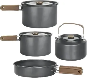 3L Large Capacity Outdoor Camping Pot, Multifunctional Foldable Frying Pan, Five-in-one Portable Aluminum Alloy Cookware Set