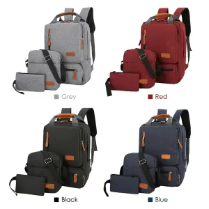 3pcs Backpack Set with Crossbody Bag and Small Pocket Pouch for Travel School Business Work College Fits Up to 14.5in