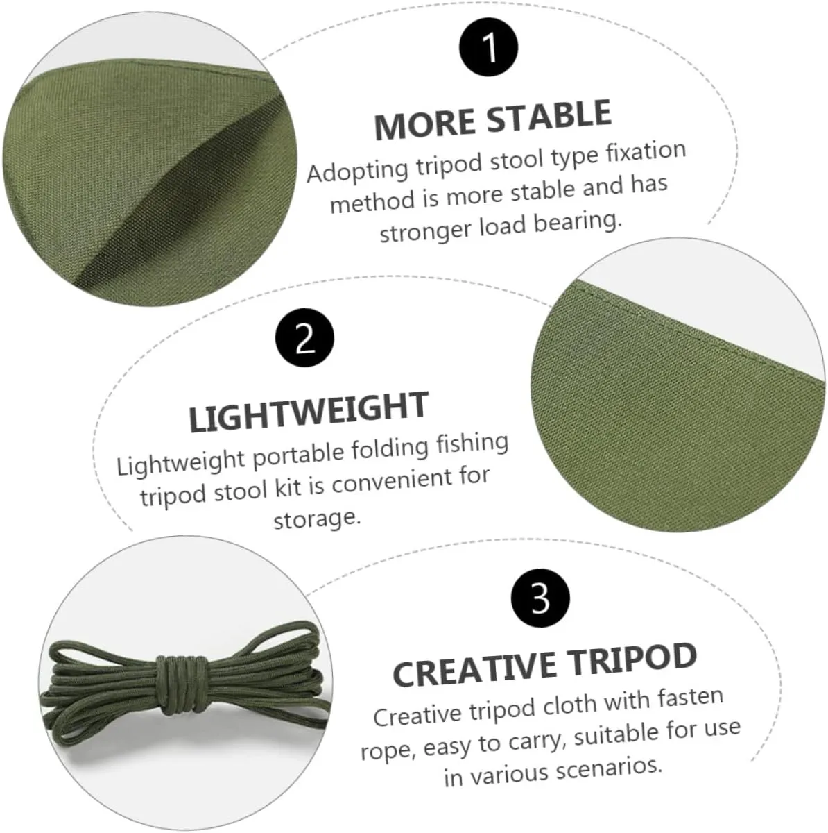 3pcs Outdoor Tripod Stool Kit Triangle Cloth Stool for Camping Fishing and Garden Use Portable Durable Design with Fasten Rope for Easy Carrying