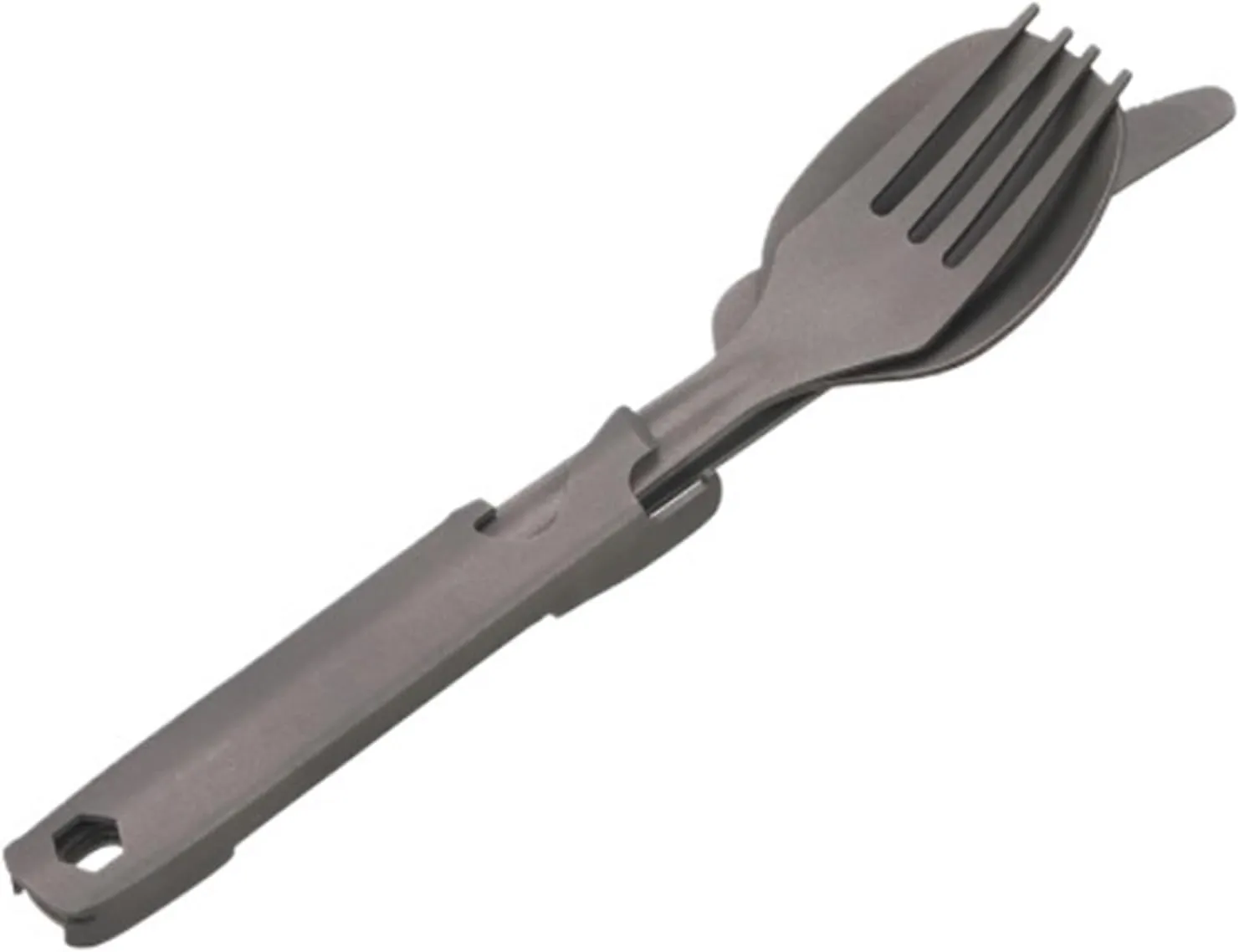 4-in-1 Titanium Flatware Cutlery Set Lightweight Dinner Spoon Fork Cutter W Multifunctional Storage Holder Bottle Opener(Without buckle)