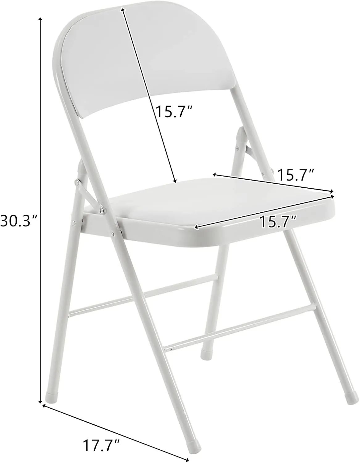 4 Pack Folding Chairs with Padded Seats and Back, Plastic Foldable Chairs with Steel Frame and Cushion, Padded Folding Chairs Set of 4 for Indoor, Outdoor, Event, Party, Office (White)