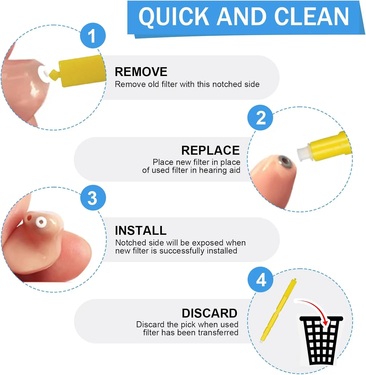 (40 Pcs) Hearing Aid Wax Guard Filter for Starkey Prowax Minifit Hear Clear Accessories,Starkey Prowax Filters(1.5mm) Hearing Aids Supplies,Ear Replacement Parts Cleaning Kit Tool（5 Pack）