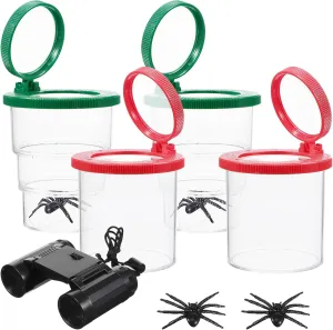 4pc Insect Observation Cups 1pc Black Binocular Telescopes Educational Exploration Kit