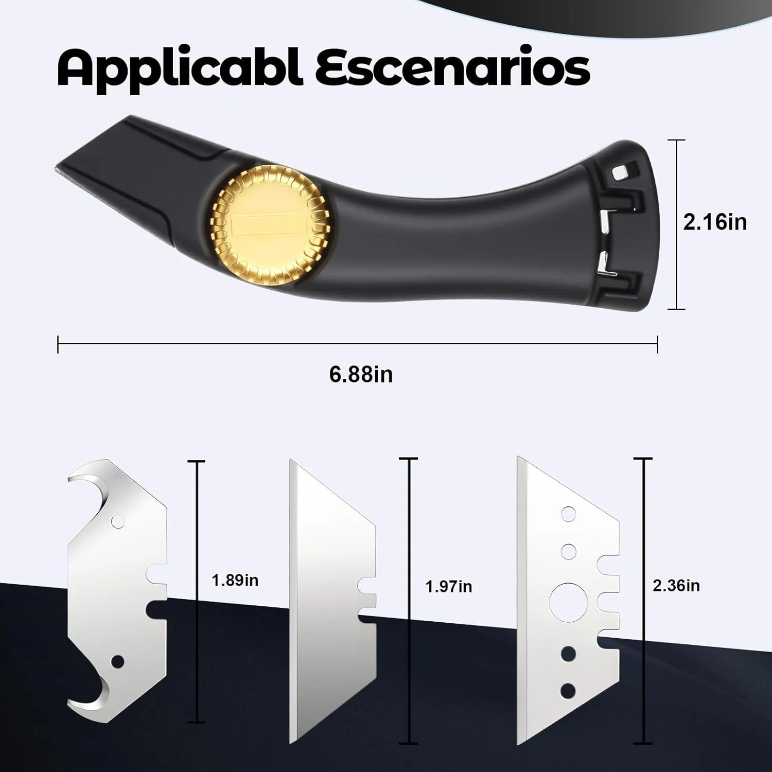4PCS Black Fixed Blade Roofing Knife, Heavy Duty Utility Knife for Drywall, Vinyl, Carpet Cutting, Metal Roofing Tools with Portable Storage Sheath, Replacement Blades, Navajas para Roofing