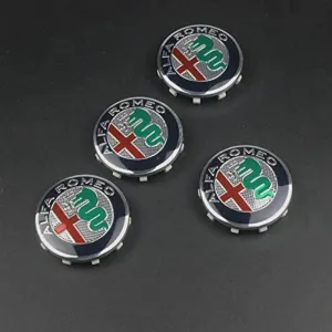 4pcs Car Wheel Hub Center Caps Cover for Alfa Romeo Giulietta Stelvio GT Giulia Mito 60mm Wheel Metal Emblem Badge Logo Rims Center Cap Covers Exterior Decorations Accessories