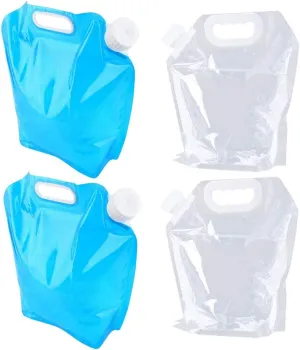 4pcs Water Storage Bag, Foldable Water Bag Carrier Water Container Bag for Camping Hiking Backpack Emergency Travle 5L