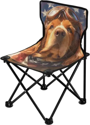 4th of July Independence Day Brown Dog Foldable Backpack Chairs for Adults Ultralight Backpacking Camp Chair Includes Carry Bag Hiking Chairs Backpacking Ultralight for Ice Fishing Concert
