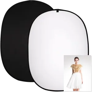 5 * 6.5 ft (2mX1.5m) 2 in 1 Polyester Muslin Black White Collapsible Reflector Backgrounds Portable Collapsible Reversible Photography Backdrop with Carrying Bag