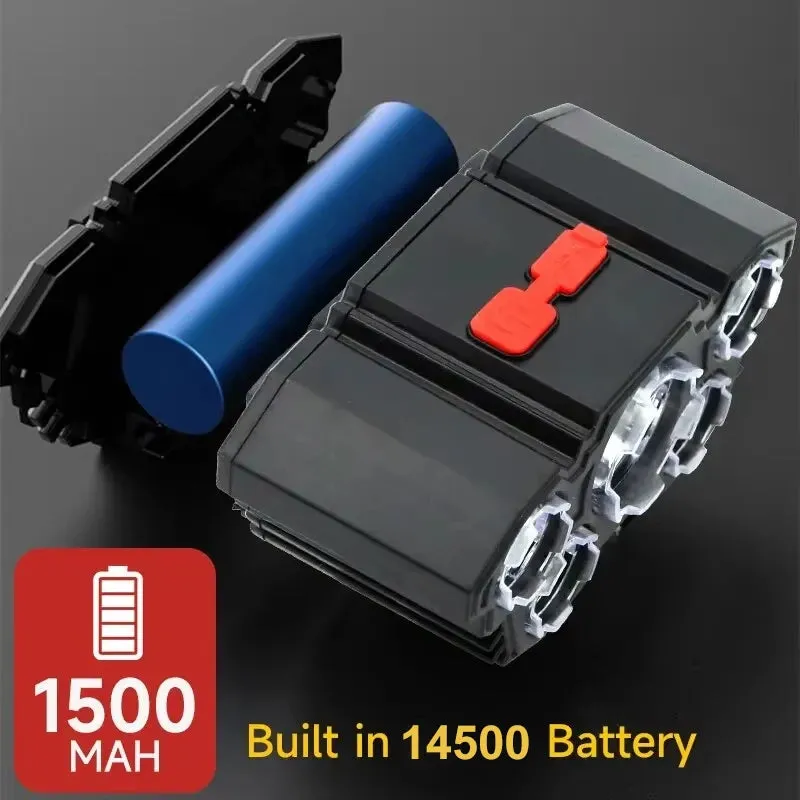 5 LED Flashlight, USB Rechargeable, Built-in 18650 Battery, 5W Strong Light, Headlamp for Camping, Adventure, and Fishing