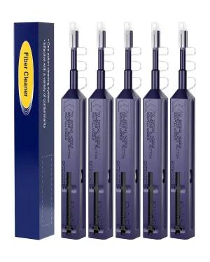 5 Pack Fiber Cleaning Pen, LC/MU One Click Fiber Optic Cleaner Repeatedly Clean for 1.25mm Male/Female Adapters