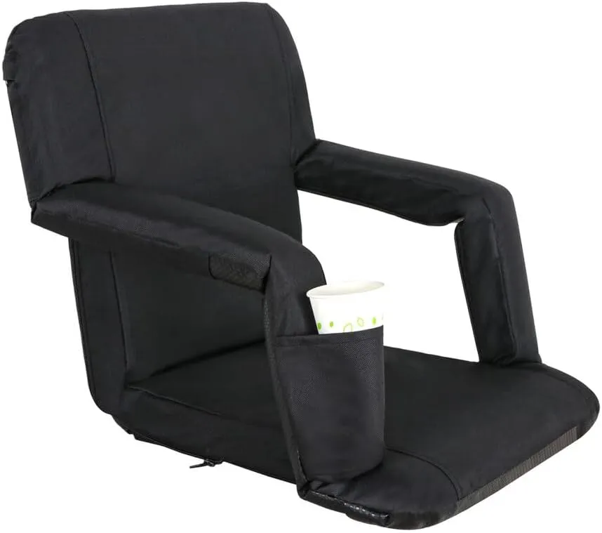 5 Reclining Positions Adjustable Stadium Seat for Bleachers Stadium Chair,Back Support & Armrest, Portable Padded Cushion Bleacher Chair for Sports Concerts Camping