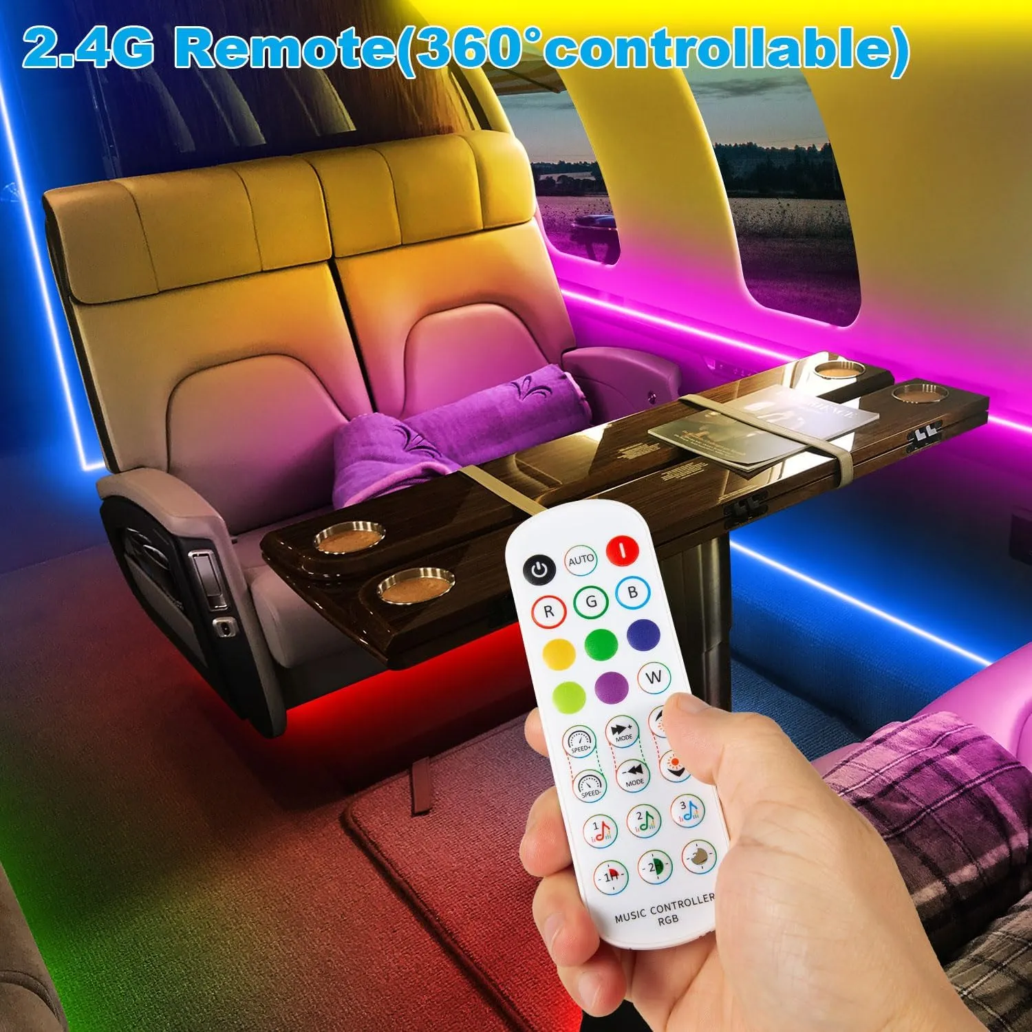 50FT RV Awning Lights Strip, 12V RGB Camper Awning Light App Control, IP67 Waterproof RV LED Lighting Exterior & Interior, Camper Lights for Outside Van, Food Truck, Trailer, Boat (50ft, RGB)