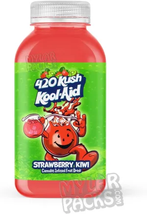 50PCS - Kool AID Strawberry Kiwi Universal Label Stickers for Drink Bottles (500mlg) 16 oz, 12 oz, 8 oz Glossy Color Die Cut for Food Storage Containers by MylarPacks.com