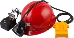 5W Explosion-Proof Head-Mounted Headlamp Mining Light Cap Lamp Searchlight LED Miners Lamp with Red Helmet for Outdoor Professional Works and Activities