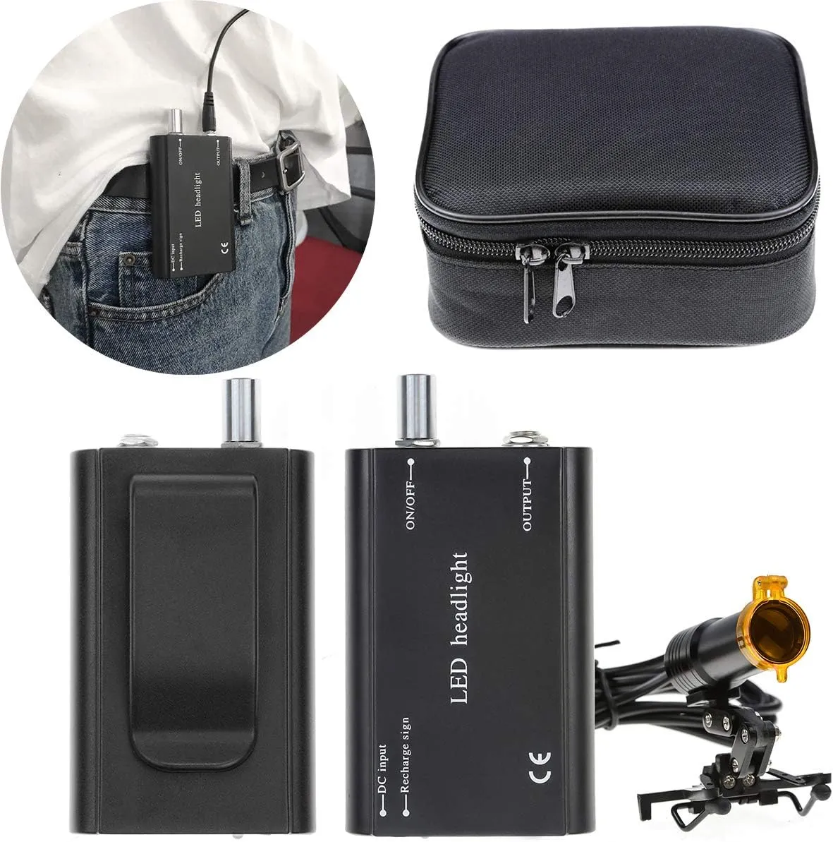 5W Portable LED Headlight Clip On LED Light Irom Frame Headlamp with Latest Type Carry On Battery (DY-008) (Black)