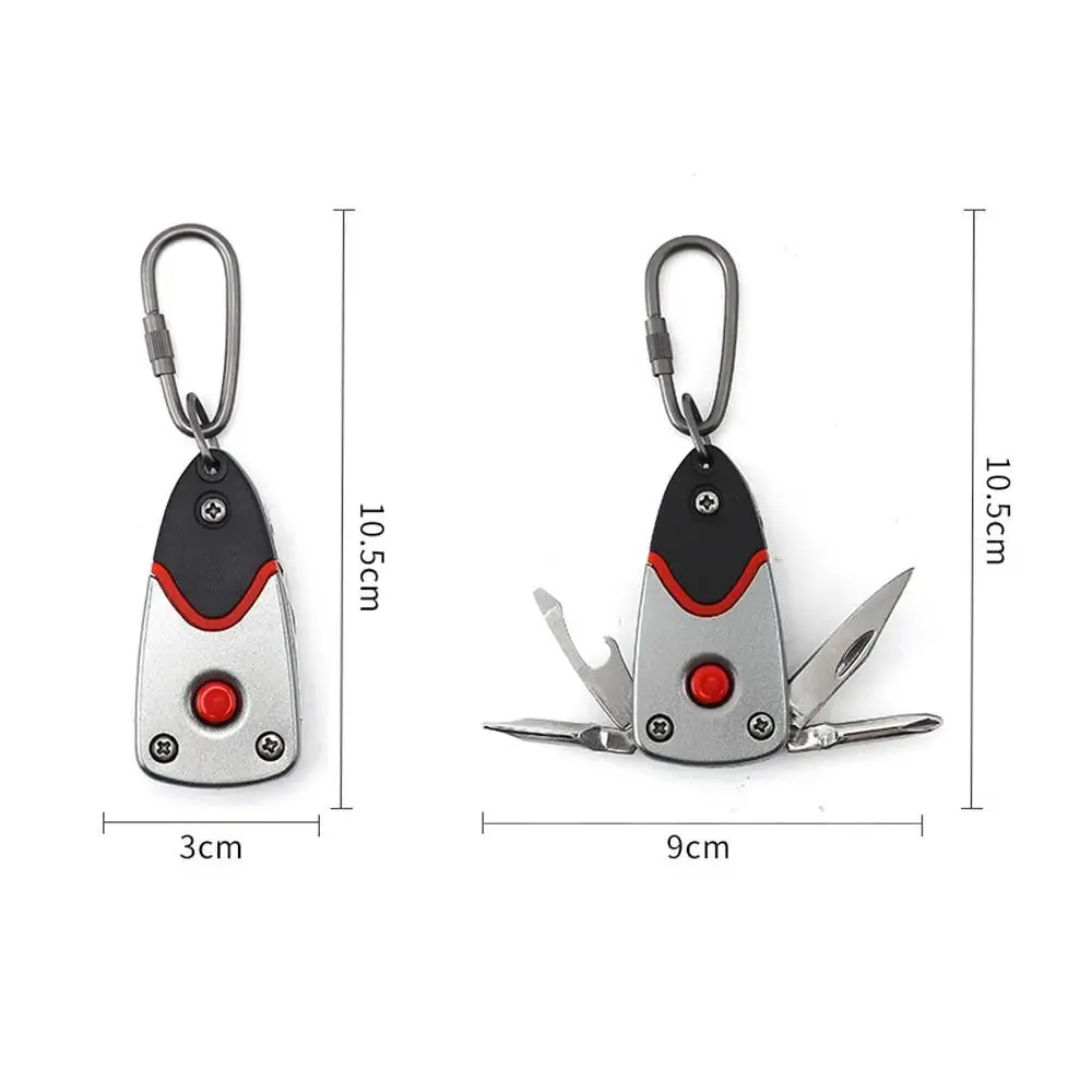 6-in-1 Folding Mini Screwdriver with LED Flashlight Keychain Knife Bottle Opener Portable Camping Hiking Gears Kit Repair Tools