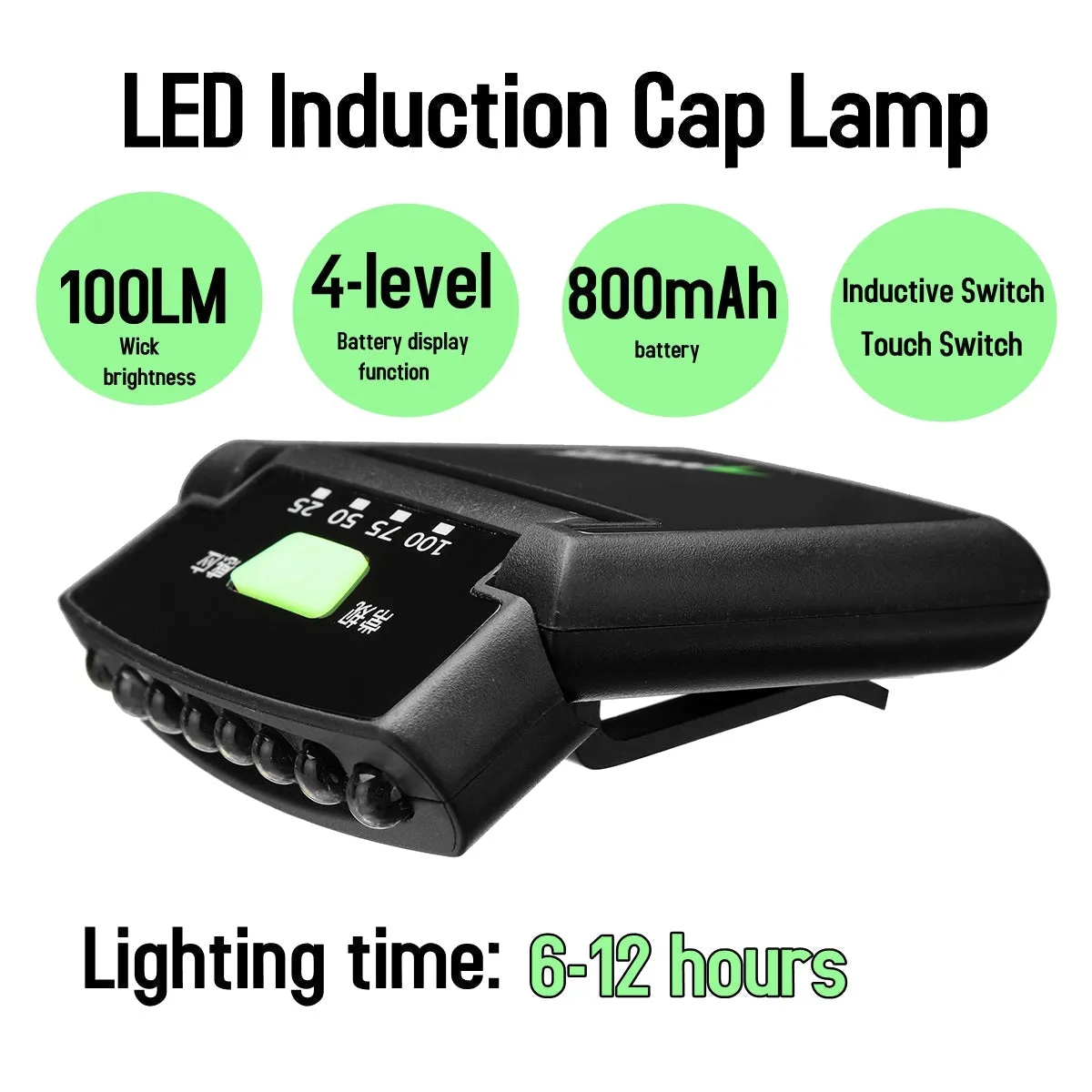 6 LED Clip-on Headlamp Rechargeable Sensor Cap Hat Lamp Headlight Torch Work Light