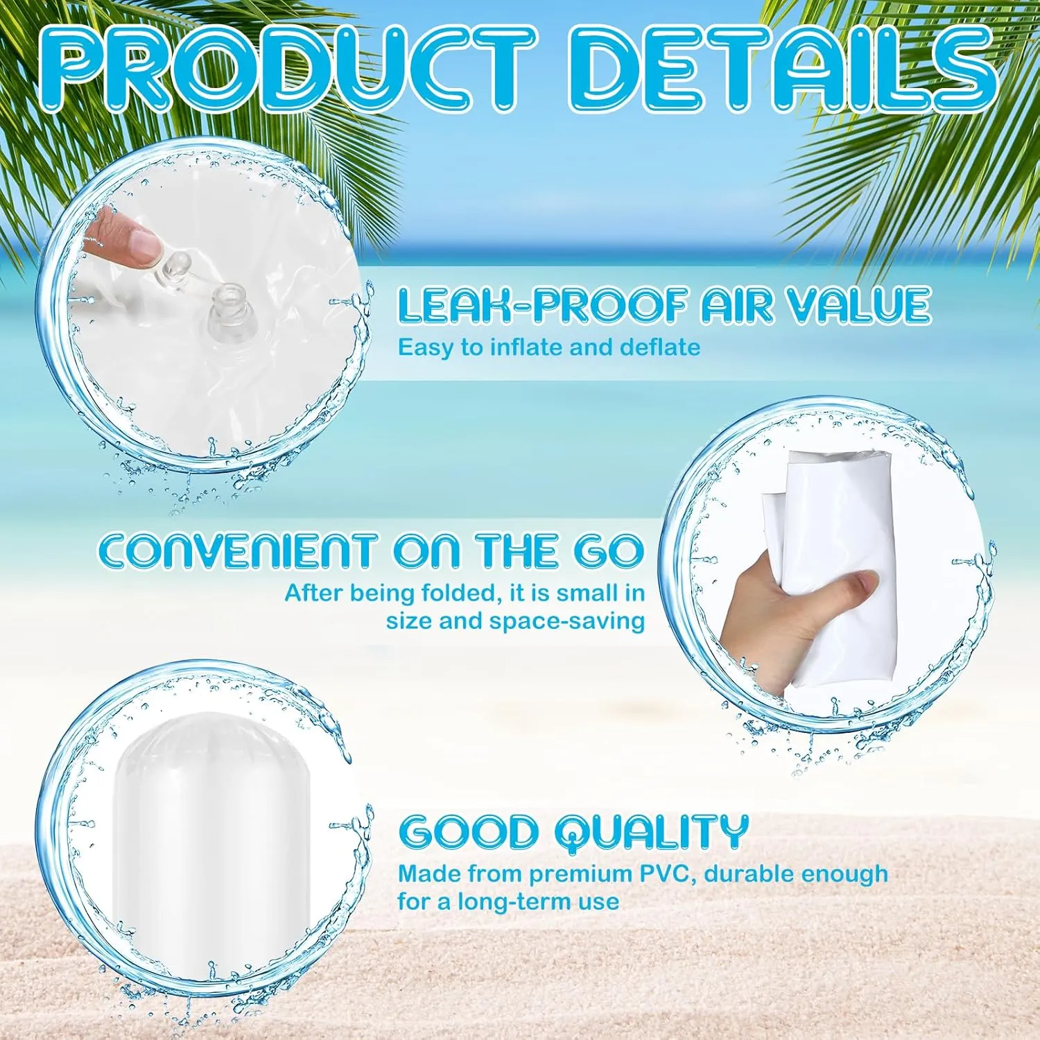6 Pcs 41.3 Inch Pool Noodles Inflatable Pool Sticks Blow up Swim Noodles Large PVC Toys Float for Summer Beaches Swimming Lake Sports Party(White)