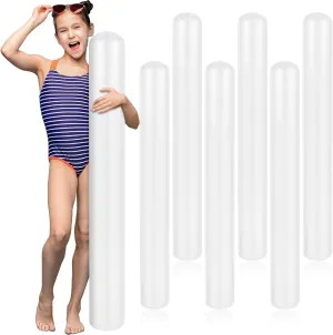 6 Pcs 41.3 Inch Pool Noodles Inflatable Pool Sticks Blow up Swim Noodles Large PVC Toys Float for Summer Beaches Swimming Lake Sports Party(White)
