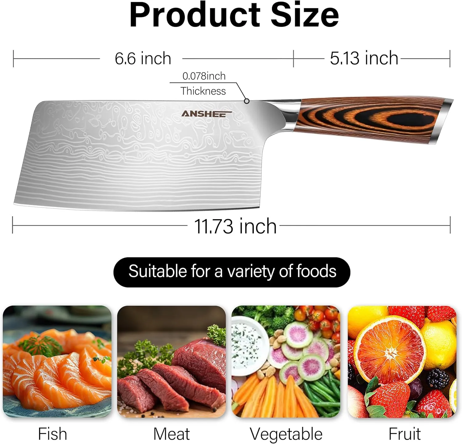 7 Inch Japanese Chef Cleaver Knife - High Carbon Stainless Steel Ultra Sharp Blade, Multi-Task Meat & Vegetable Chinese Knife with Wood Handle & Gift Box (Sheath Included for Home/Restaurant)