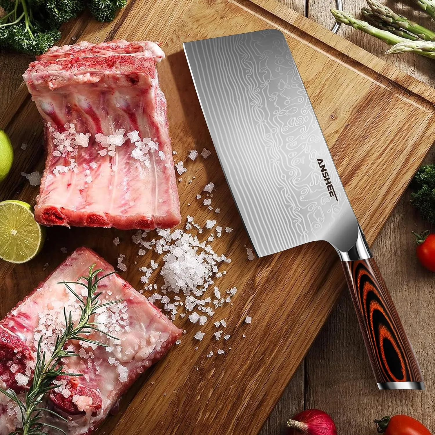 7 Inch Japanese Chef Cleaver Knife - High Carbon Stainless Steel Ultra Sharp Blade, Multi-Task Meat & Vegetable Chinese Knife with Wood Handle & Gift Box (Sheath Included for Home/Restaurant)