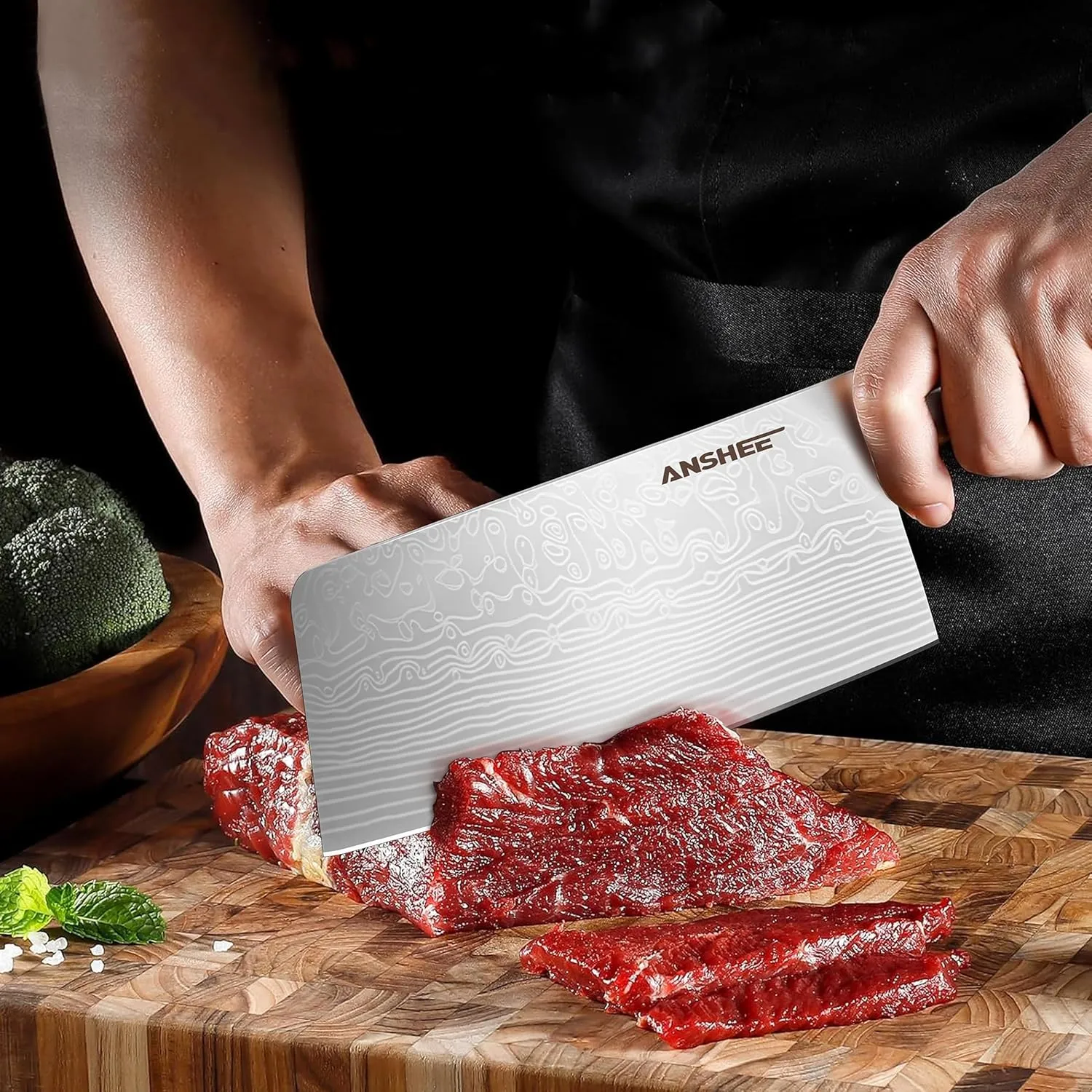 7 Inch Japanese Chef Cleaver Knife - High Carbon Stainless Steel Ultra Sharp Blade, Multi-Task Meat & Vegetable Chinese Knife with Wood Handle & Gift Box (Sheath Included for Home/Restaurant)