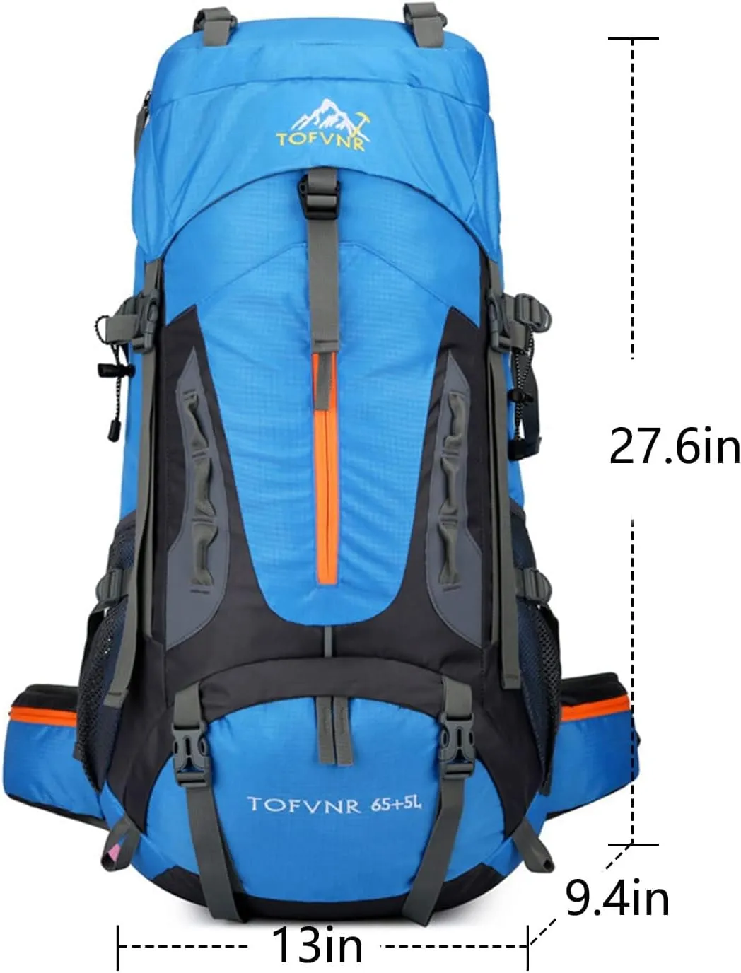 70L Large Camping Hiking Backpack,Lightweight Trekking For Men Women Outdoor Large Capacity Mountaineering Waterproof Daypack (Sky blue), 27.56in*13in*9.44in