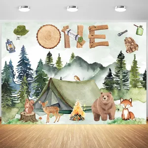 7x5ft Wilderness One Backdrop Woodland Adventure Boy 1st Birthday Photography Background Kids First Birthday Party Forest Mountain Decoration Supplies Photo Booth Props