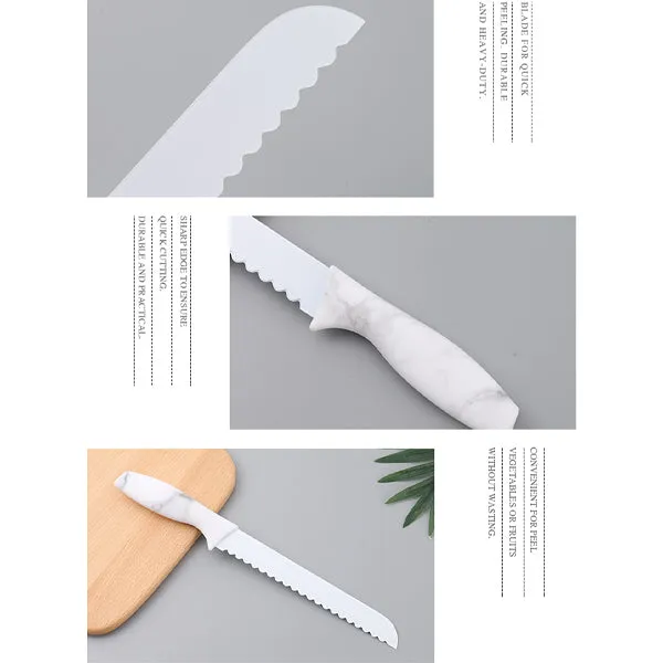 8-Inch marbling handle bread knife, german steel blade knife