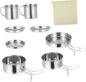 8Pcs Camping Cookware Set for Outdoor Backpacking Set with Versatile Cooking Options for People for Hiking and Picnics