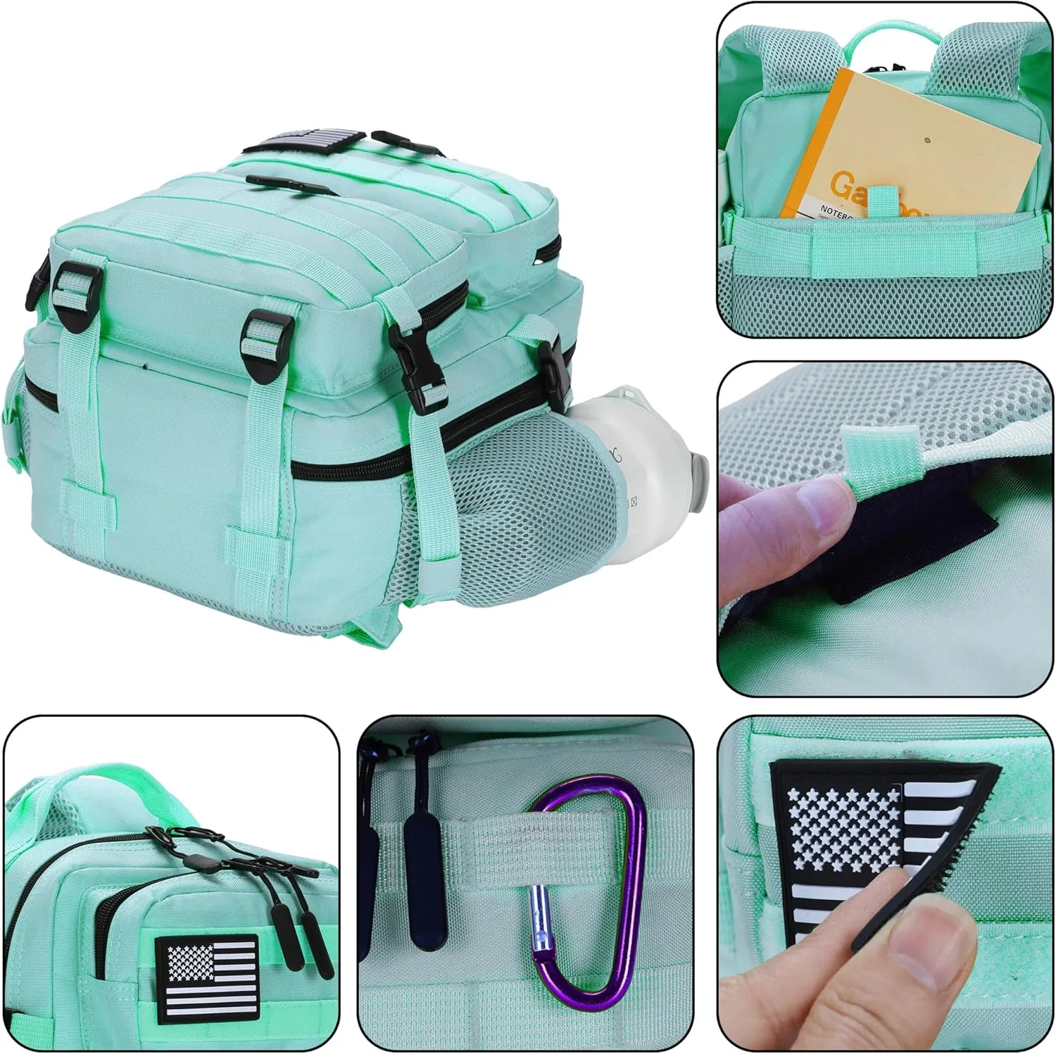 9L Mini Tactical Backpack for Men and Women, Tactical Backpack Small for Hiking, Small Tactical Bag (MintGreen)