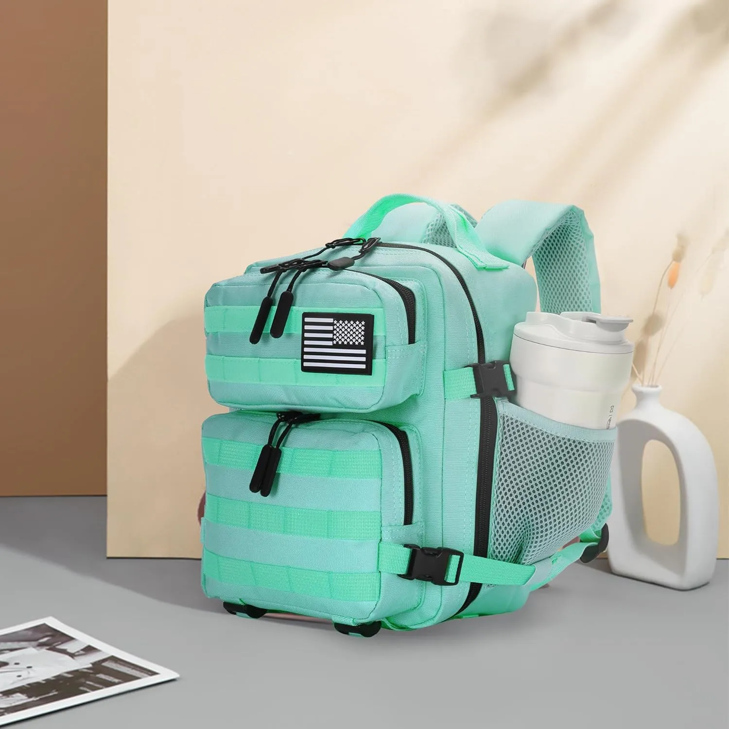 9L Mini Tactical Backpack for Men and Women, Tactical Backpack Small for Hiking, Small Tactical Bag (MintGreen)