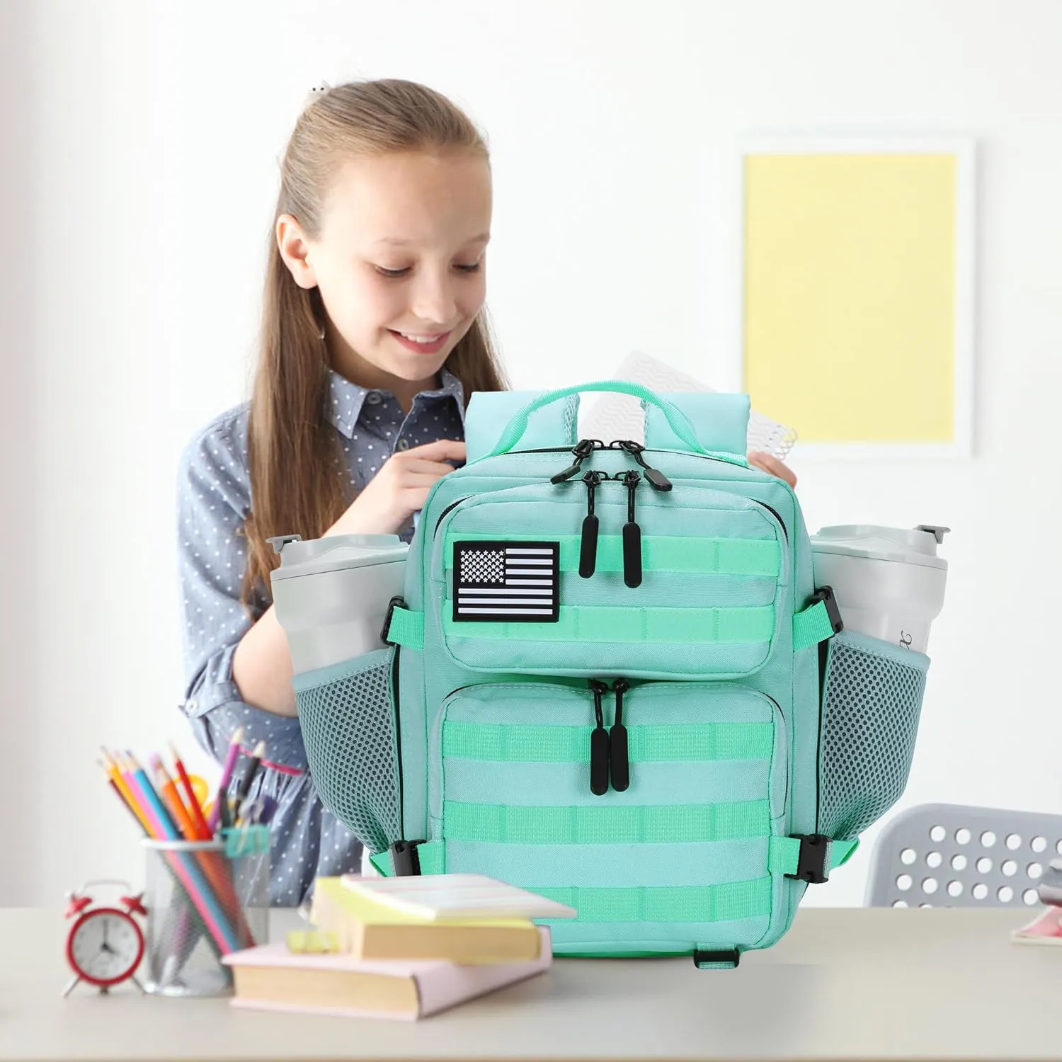 9L Mini Tactical Backpack for Men and Women, Tactical Backpack Small for Hiking, Small Tactical Bag (MintGreen)