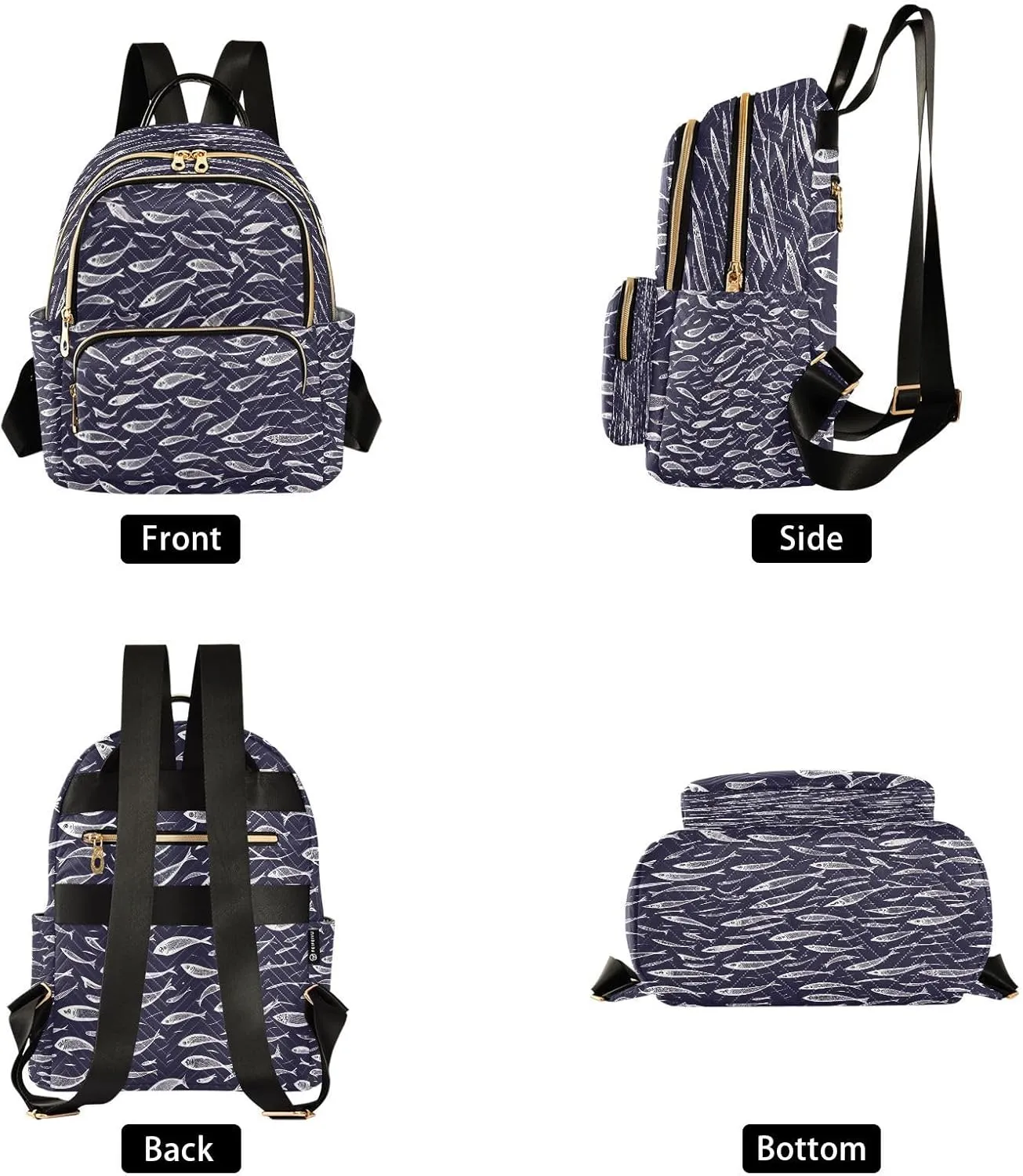 A Flock Of Swimming Fish Mini Backpack Purse for Women Travel Bag Lightweight Shoulder Bag Fashion Daypack