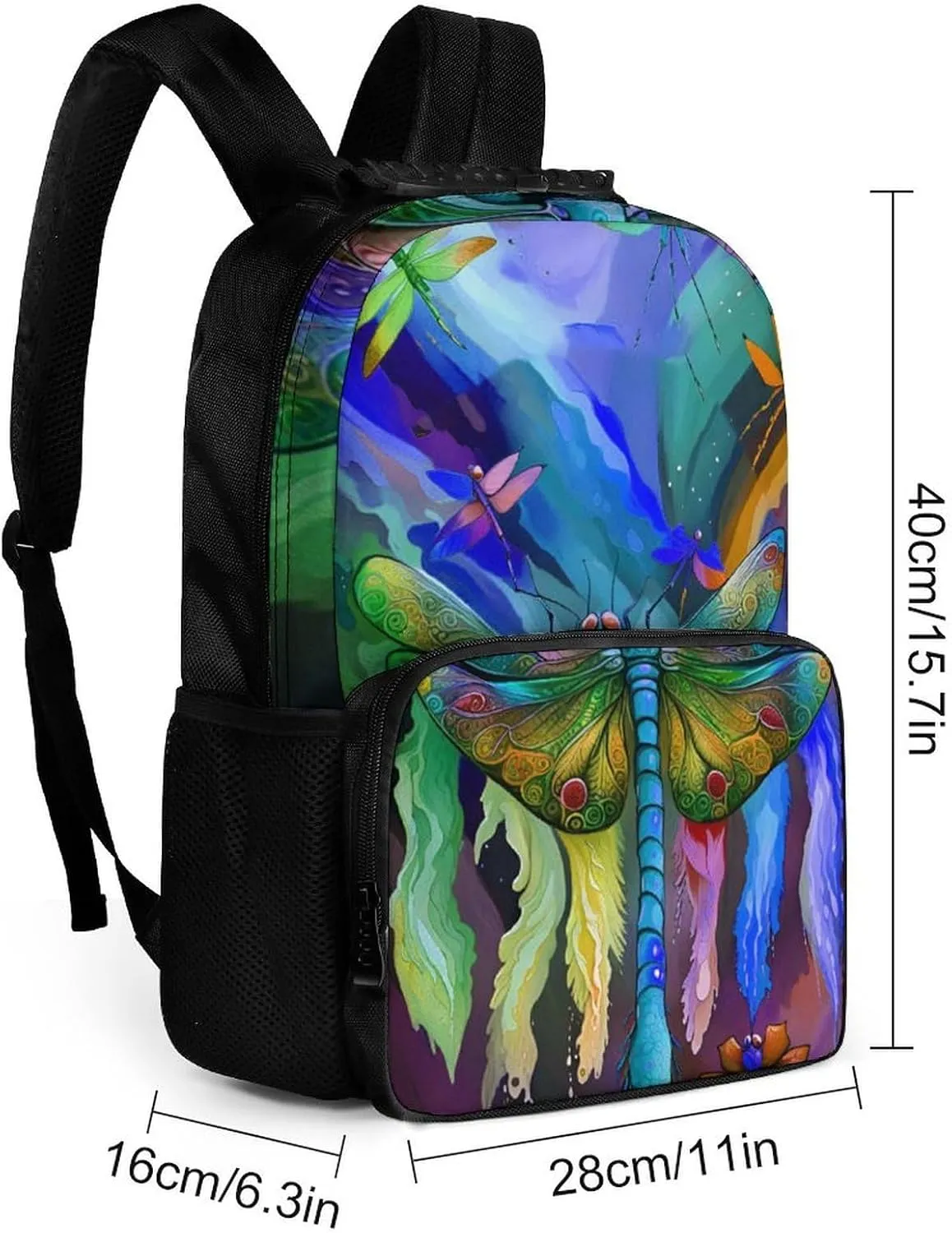 A Vibrant Dragonfly Colorful World Art Daypack Lightweight Multipurpose Anti-Theft Shoulder Bag Large Capacity Laptop Book Bag Rucksack With Adjustable Shoulder Straps