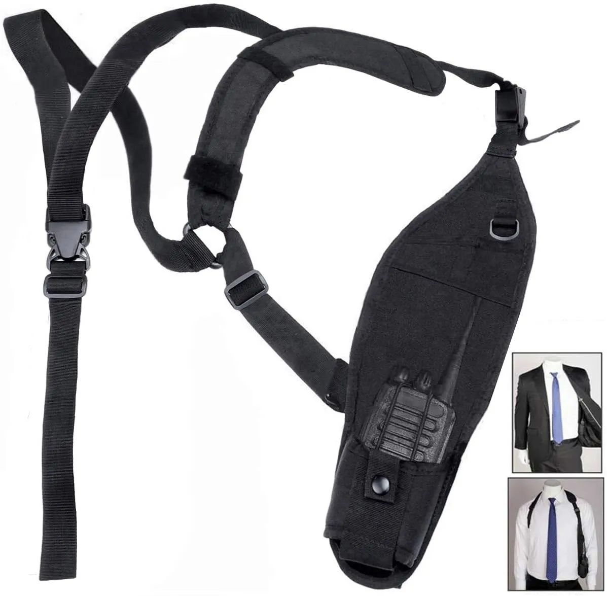 abcGoodefg Universal Left Side Radio Shoulder Holster Chest Harness Holder for Two Way Radios Walkie Talkie Rescue Essentials