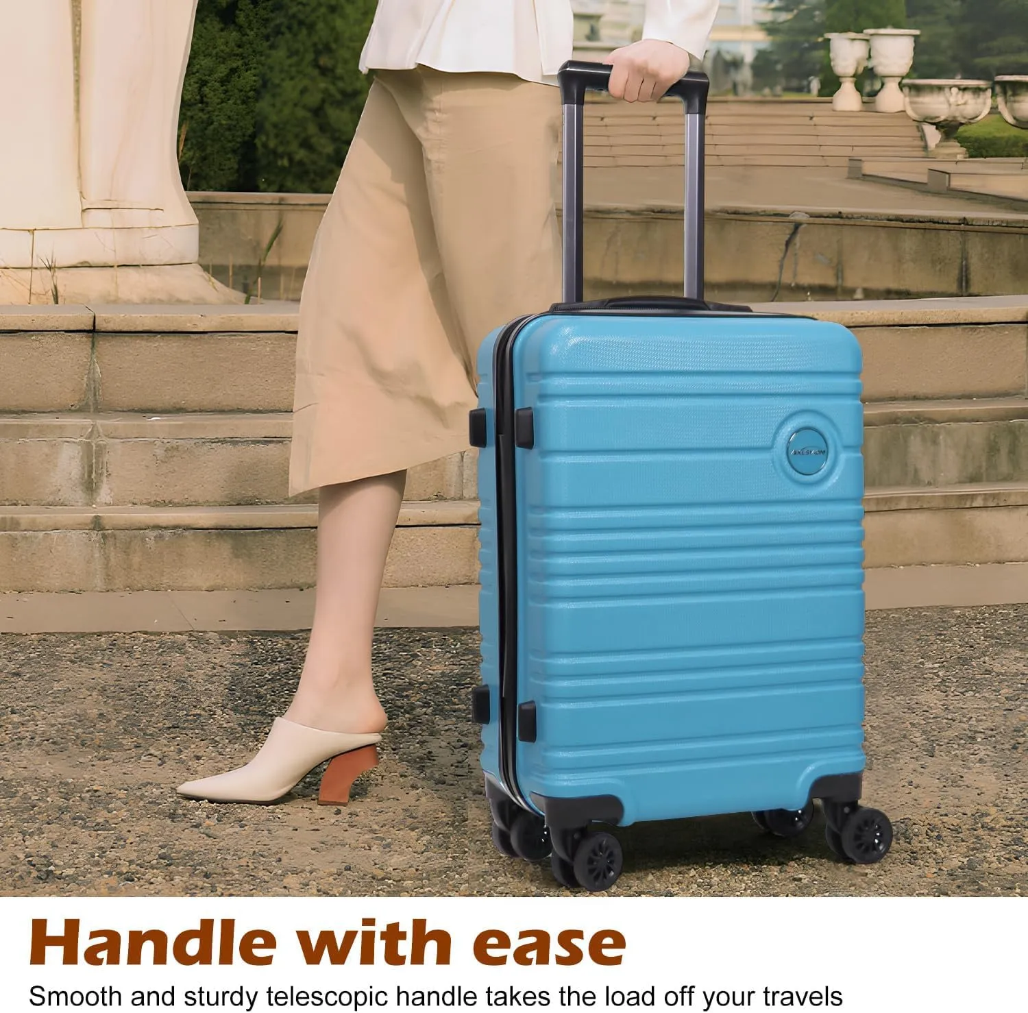 ABS PC Carry on Luggage set with backpack 3 Pcs suitcace with Spinner wheels TSA Lock 20-In hardshell Lightweight Luggage set (Sky blue)