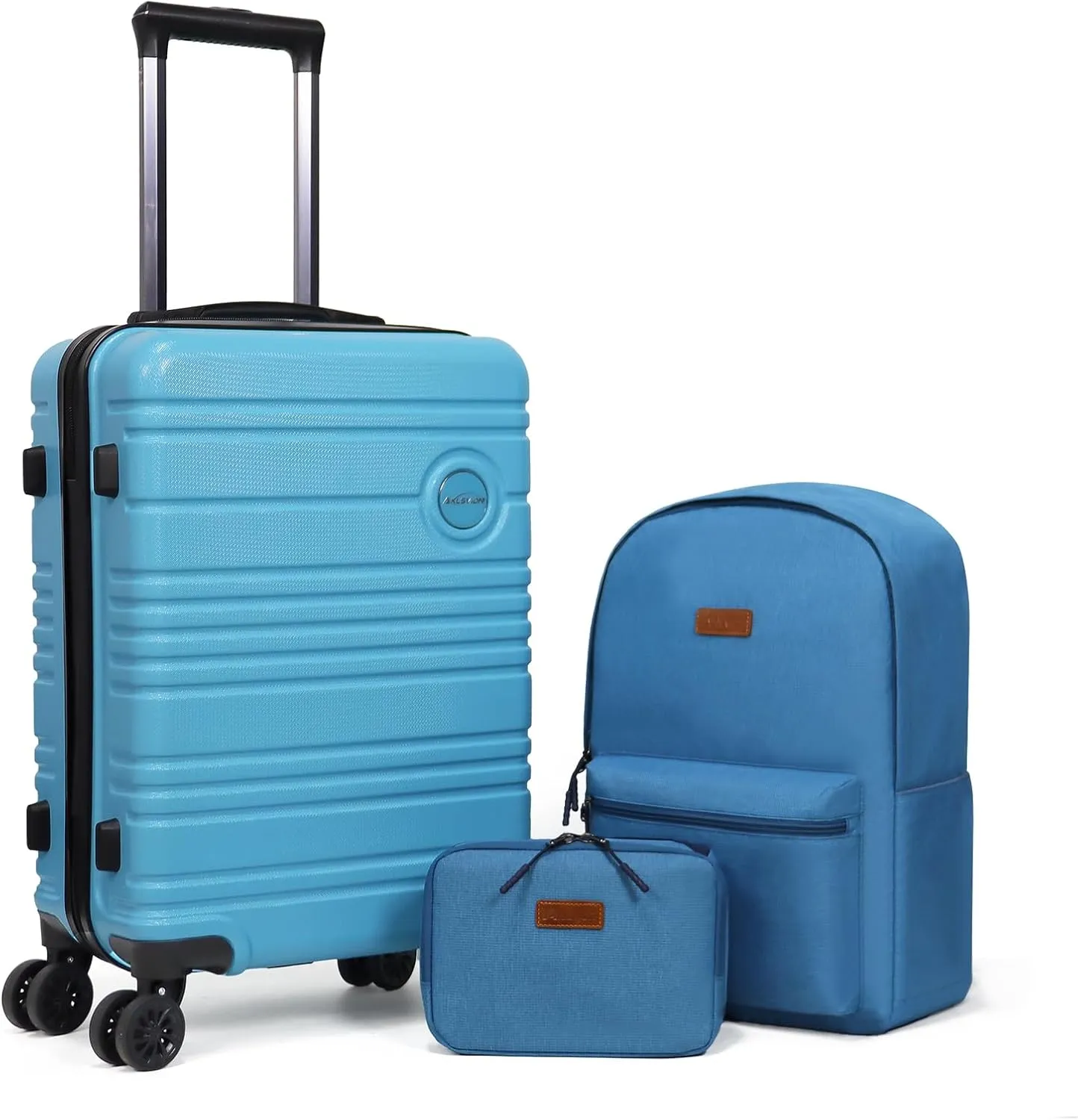 ABS PC Carry on Luggage set with backpack 3 Pcs suitcace with Spinner wheels TSA Lock 20-In hardshell Lightweight Luggage set (Sky blue)