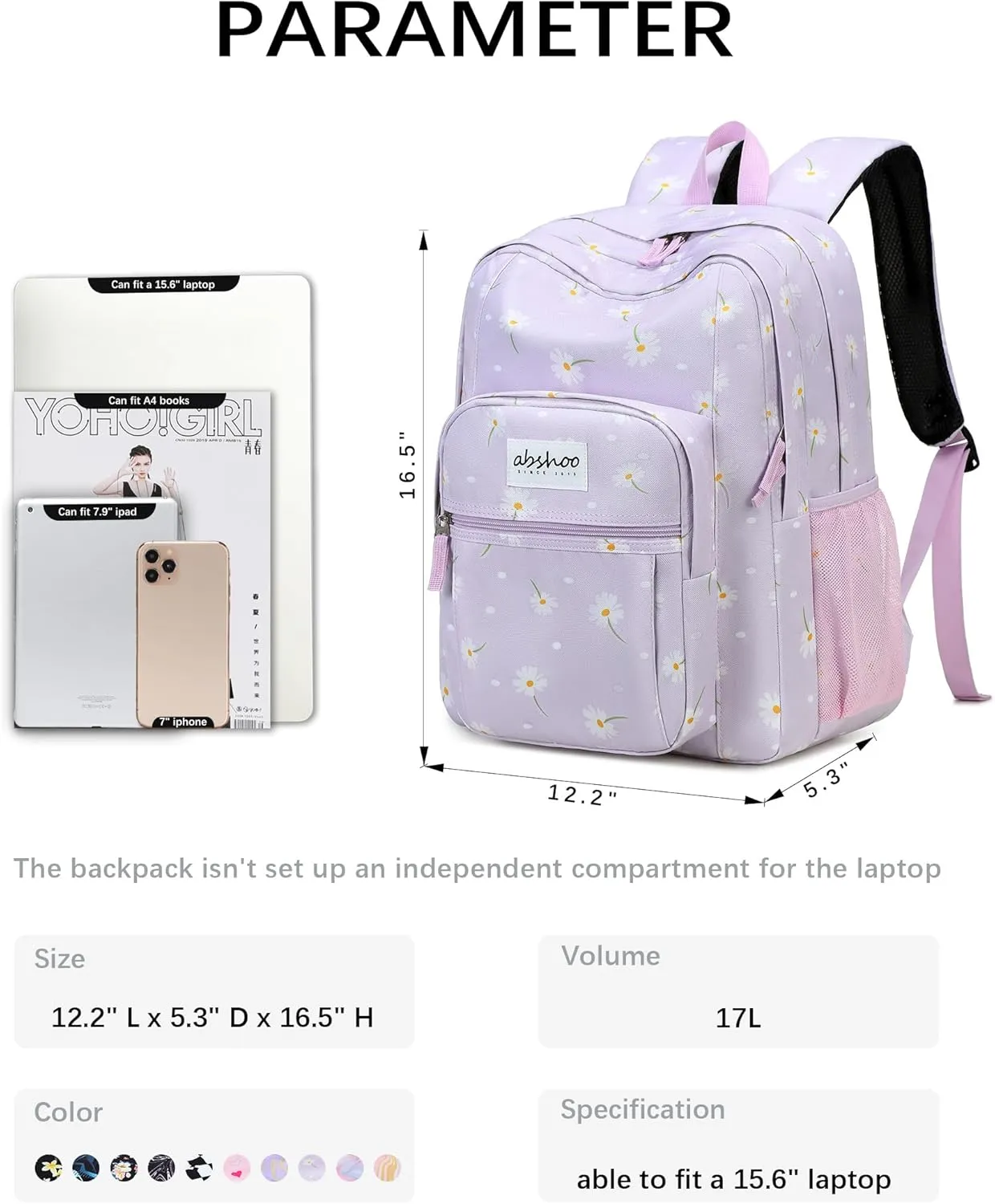 abshoo Classical Basic Travel Backpack For School Water Resistant Bookbag