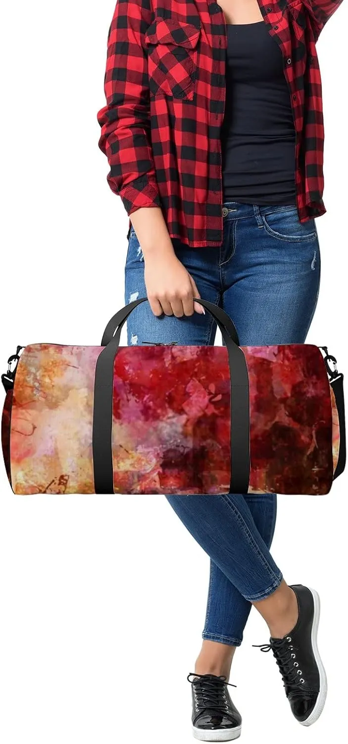 Abstract Painting Mixed Media Grunge Sports Bag Tote Bag Waterproof Gym Bag with Shoulder Strap Zipper 2 Side Pockets for Men and Women, Travel and Storage Shoulder Bag.