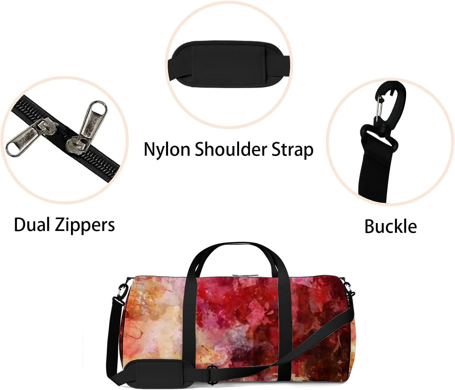 Abstract Painting Mixed Media Grunge Sports Bag Tote Bag Waterproof Gym Bag with Shoulder Strap Zipper 2 Side Pockets for Men and Women, Travel and Storage Shoulder Bag.