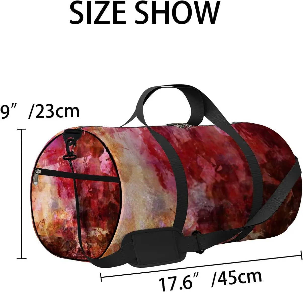 Abstract Painting Mixed Media Grunge Sports Bag Tote Bag Waterproof Gym Bag with Shoulder Strap Zipper 2 Side Pockets for Men and Women, Travel and Storage Shoulder Bag.